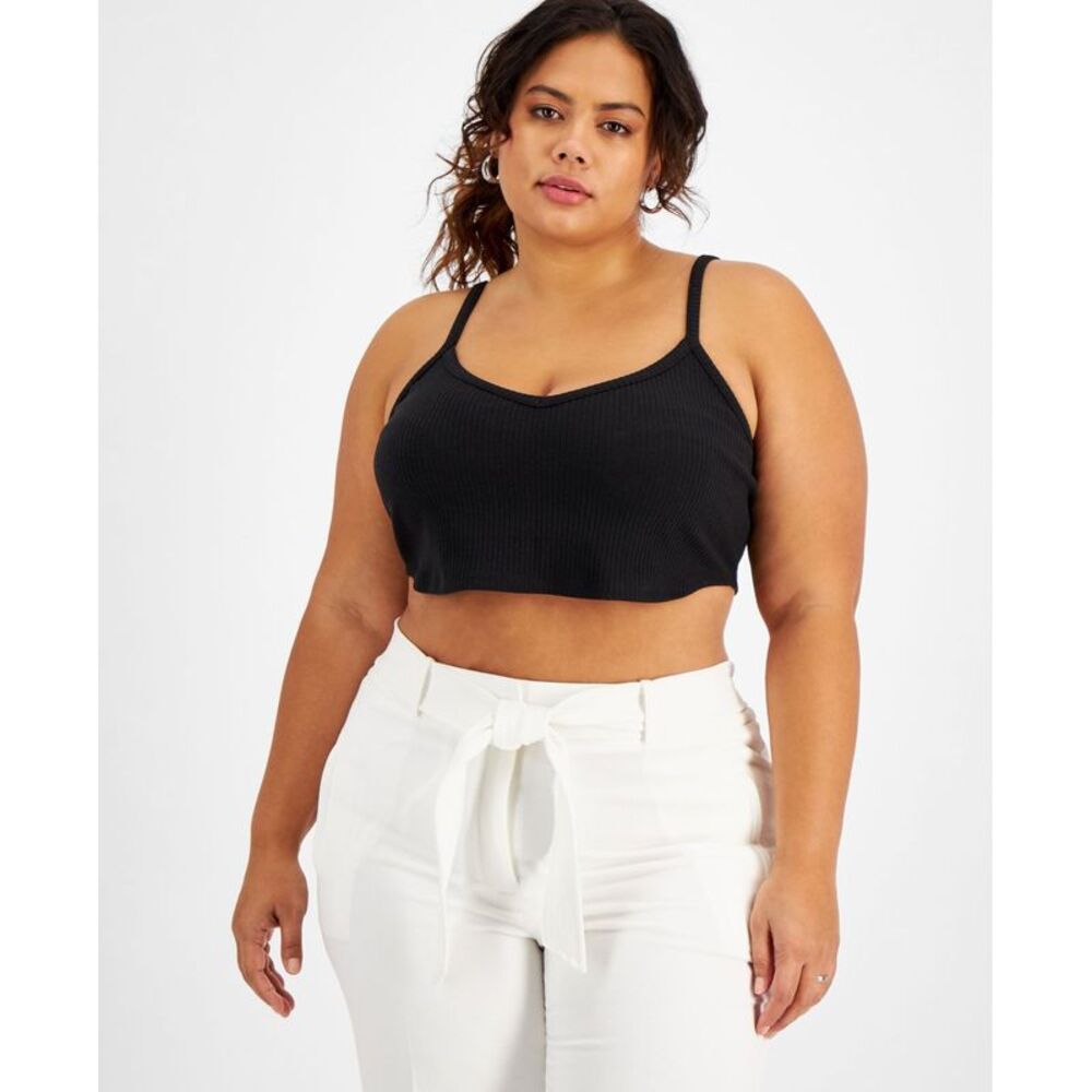 Bar III Plus Size Ribbed Knit Crop Top - Picture 4 of 5